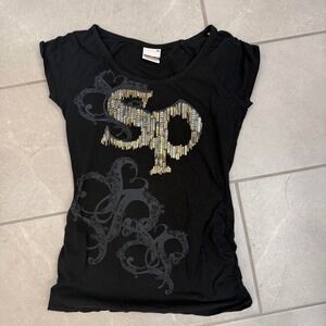 Vintage southpole graphic baby tee 'SP' logo and gray ornate swirls, size XL
